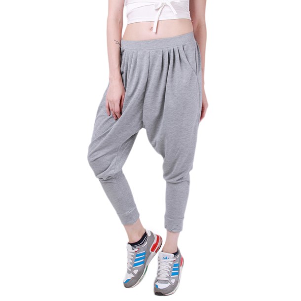 Unisex-Women-Men-Cross-Pants-Elastic-Waist-Trouser-Hip-Hop-Baggy-Dance-Sporty-New-Look-Solid